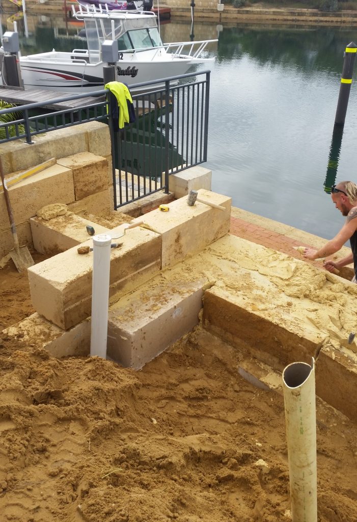 Limestone Retaining Wall Mandurah Canals