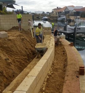 Limestone Retaining Wall Mandurah Canals